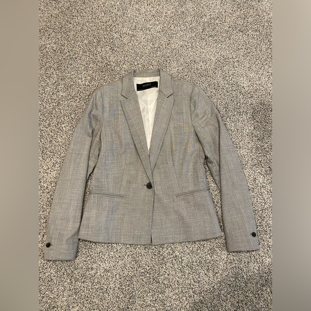 Zara Basic Grey Blazer L New Womens